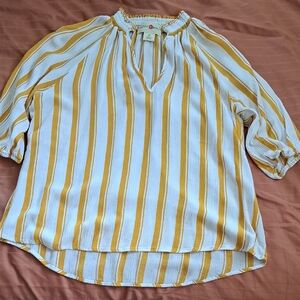 Wishful Park Yellow and White Striped Blouse